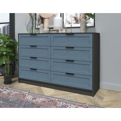 Kомод Тренд КТ-К157 (Антрацит ЛДСП/ Дуб лазурный ЛМДФ) Ш1565 В1020 Г451